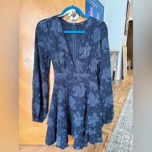 Elegant Navy Blue Floral Dress
